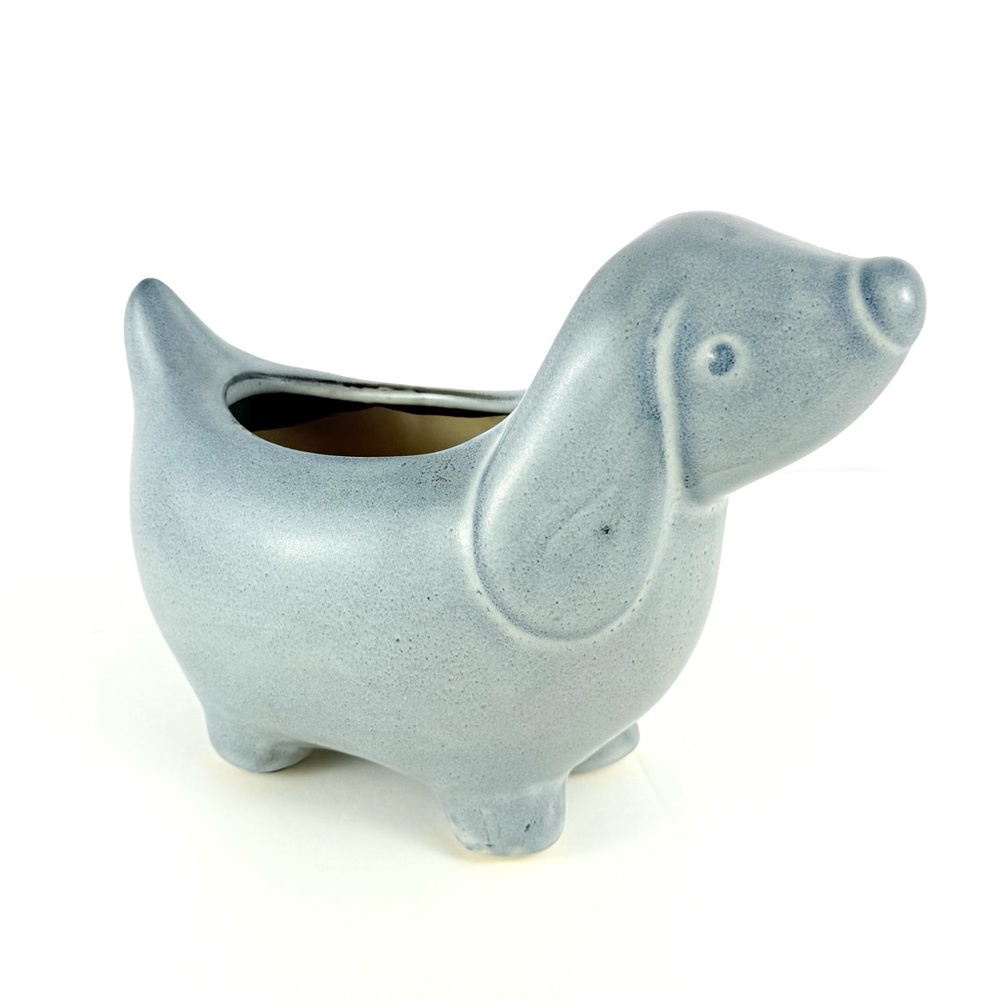 Gray Dog Ceramic Planter - Houseplant - Succulent  Indoor Pot - Home Decor. MCM